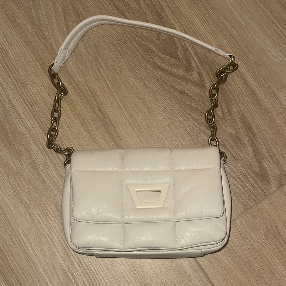 Zara Cream Leather Chain Bag
